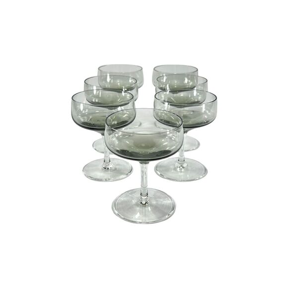 Vintage Retro Liquor Cocktail Glasses Smoke Gray Peill Cora Clear Stemmed (7) - Picture 1 of 5